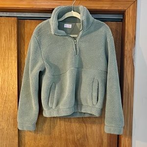Pink Lily Sage Green Sherpa half zip pullover size medium